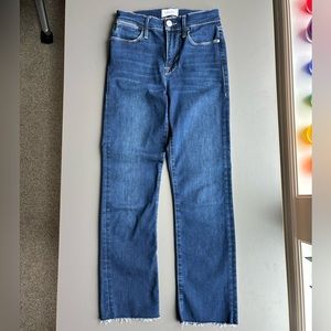 Frame Le High Straight Jeans, size 27, Dark Wash